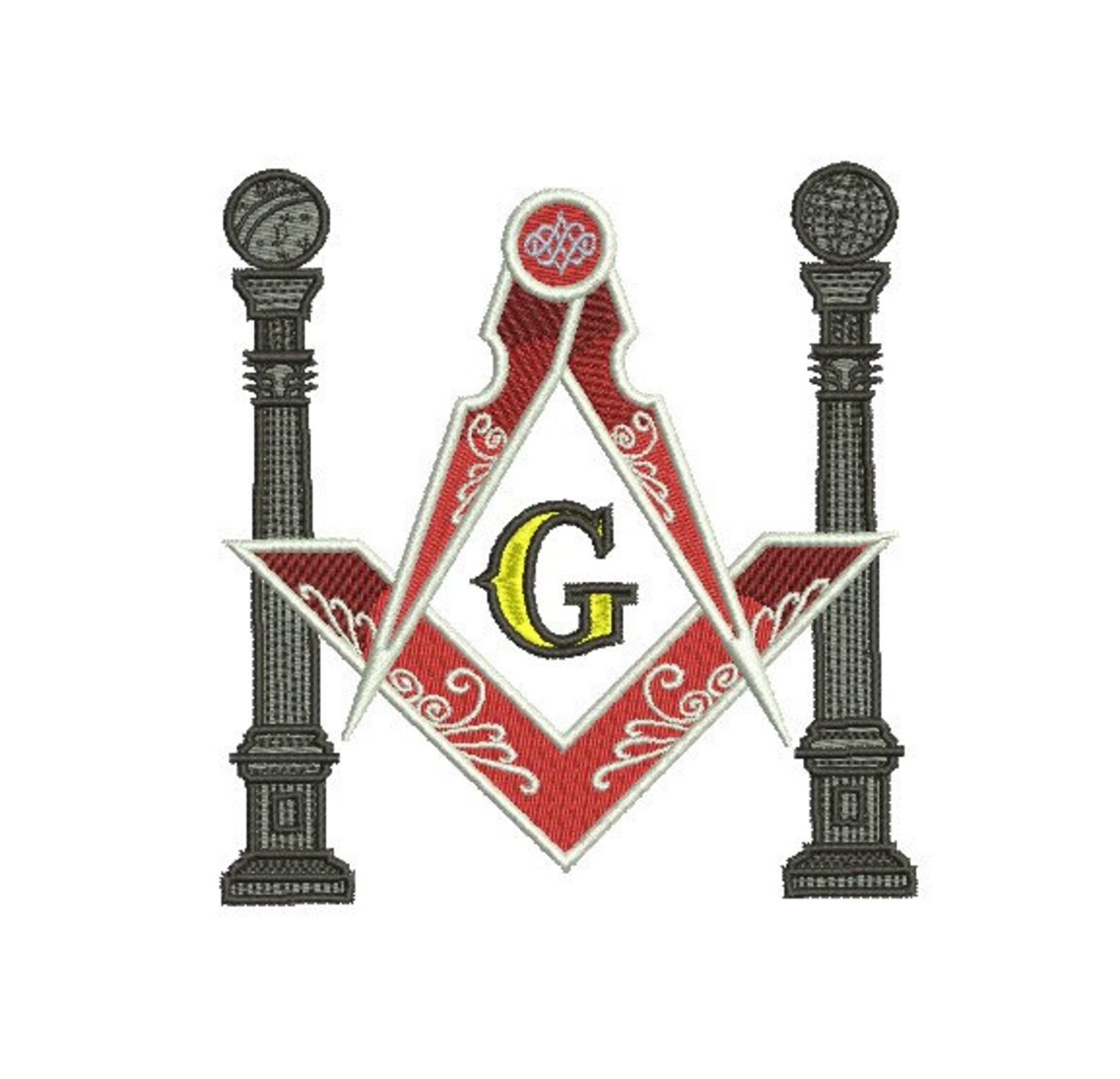 Freemasonic Square and Compass Pillars Embroidery Design Etsy