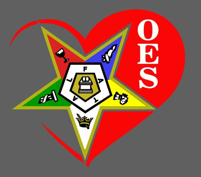 OES Order of the Eastern Star Heart Cut File, Silhouette Cricut, Jpeg ...