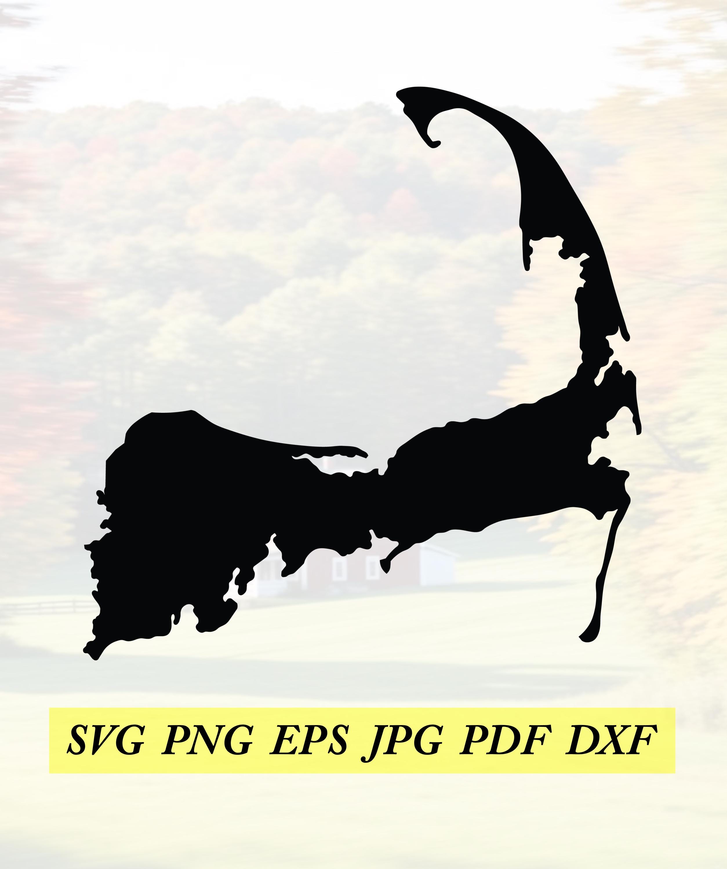 Cape Cod Map,cut File, Silhouette, Cricut, Jpeg,svg, Eps, Png, Dxf, Pdf ...