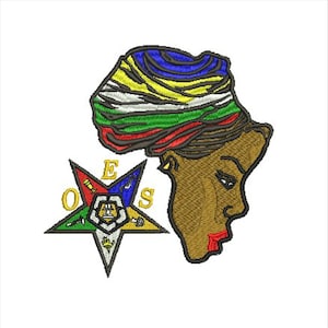 OES African woman embroidery design,Order of the Eastern Star,Embroidery Design,Download 5 Formats,Machine Embroidery Design
