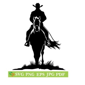 Cowboy horse silhouette Cut File, svg Silhouette Cricut, Jpeg,eps, png, clip art