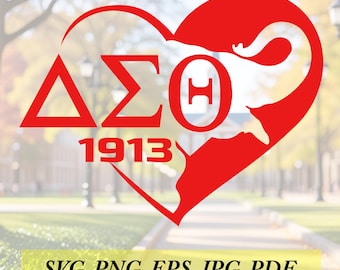 Delta Sigma Theta Elephant Heart Cut File: SVG, PNG, EPS, Jpeg, Dfx