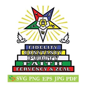 OES Faith Purity Order Of The Eastern Star カット ファイル、シルエット、Cricut、Jpeg、svg、dfx、eps、png、クリップ アート