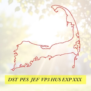Cape Cod Redwork map outline machine embroidery design files