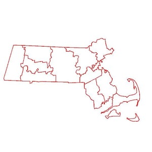 Massachusetts map redwork machine embroidery design files