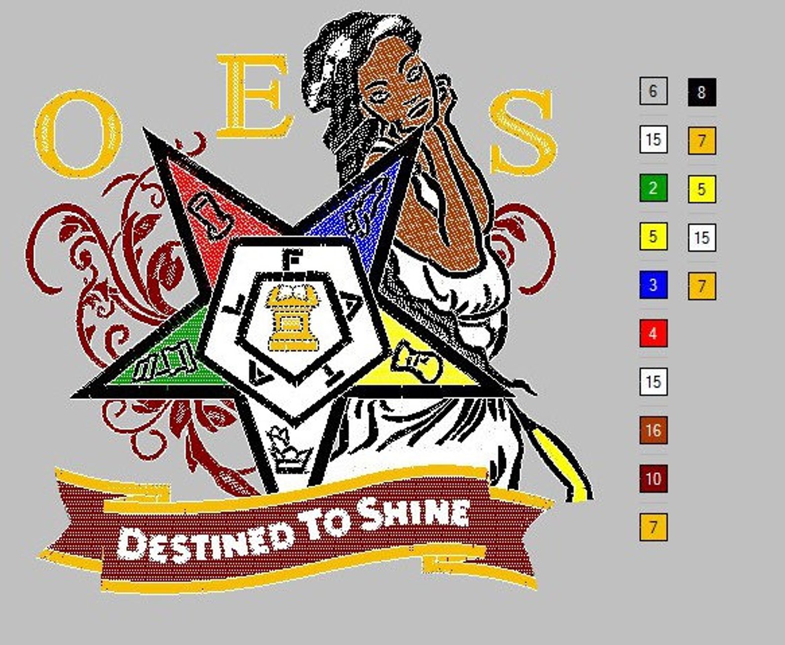 OES Order of the Eastern Star Destined to Shine Machine Embroidery ...