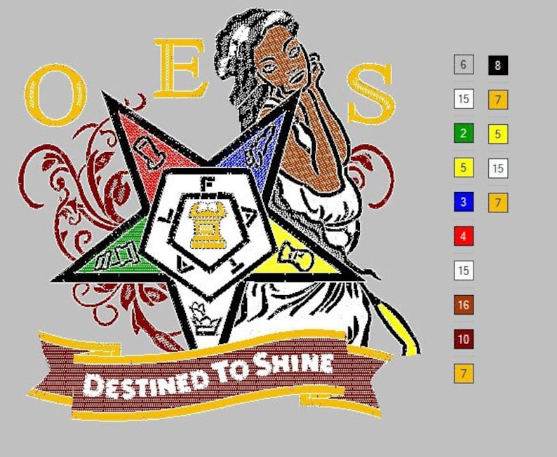 Oes Ritual Stars OES Order of the Eastern Star Destined to Shine Machine Embroidery ...