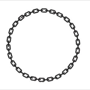 May include: A black chain link circle, a simple design that can be used for a variety of purposes.
