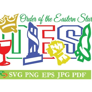 Order of the Eastern Star Cut File, Silhouette Cricut, Jpeg,dfx,svg, eps, png, clip art
