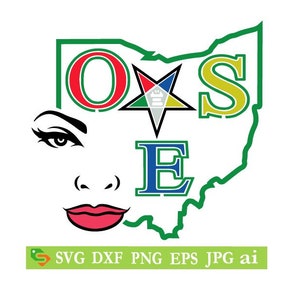 OES Order of the Eastern Star Ohio Cut File, Silhouette Cricut, Jpeg, dfx, svg, eps, png, clip art