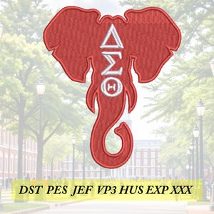 Archivos de diseño de bordado a máquina Delta Sigma Theta 1913 AEO Elephant