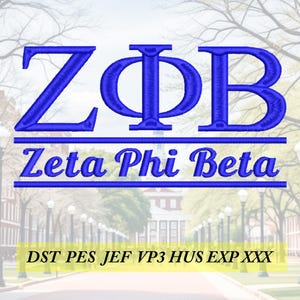 Zeta Phi Beta machine embroidery design files