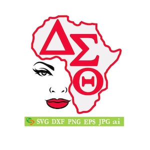 Delta Sigma Theta AEO Africa cut File, Silhouette,Cricut, Jpeg, svg,dfx, eps, png, clip art image 1