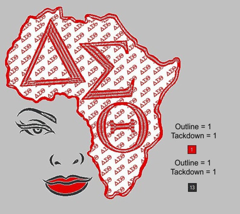 Delta Sigma Theta Africa applique embroidery design Etsy