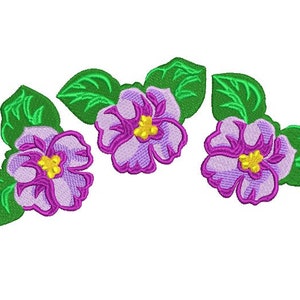 African Violets flowers machine embroidery design image 1