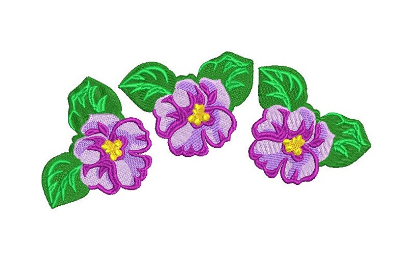 African Violets flowers machine embroidery design image 1