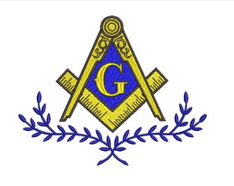Freemason laurel wreath square and compass machine embroidery design files