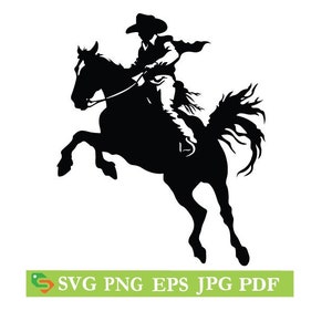 Cowboy horse silhouette svg Cut File, Silhouette Cricut, Jpeg,eps, png, clip art