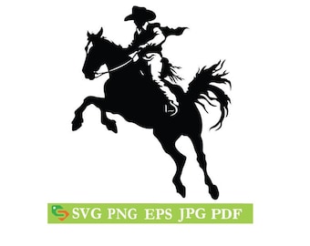 Cowboy Pferd Silhouette svg Schnittdatei, Silhouette Cricut, Jpeg, Eps, PNG, Clip Art