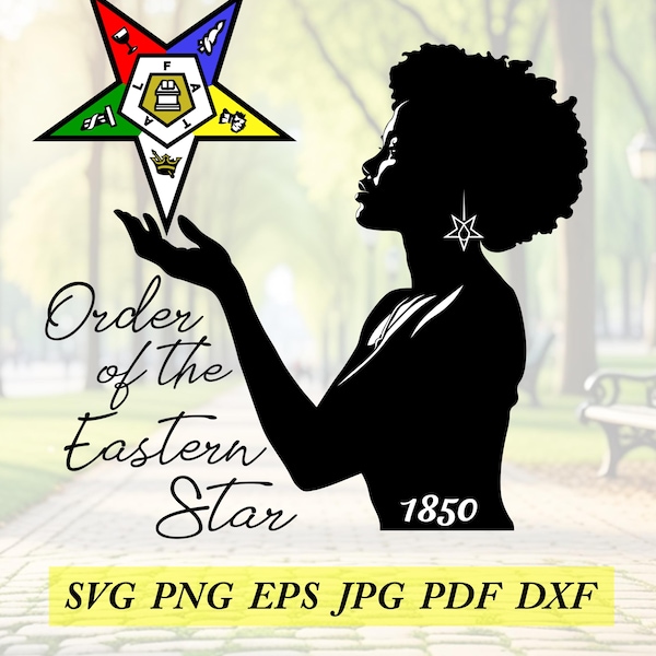 OES Order of the Eastern Star Lady silhouette, Jpeg,svg, eps, png, dxf, pdf