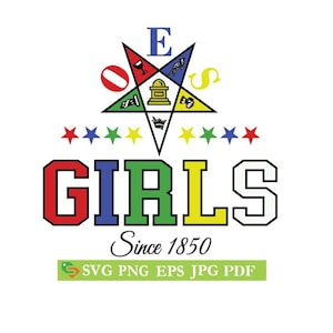Order of the Eastern Star OES GIRLS Cut File, Silhouette Cricut, Jpeg,dfx,svg, eps, png, clip art
