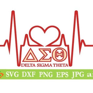 Delta Sigma Theta heart beat cut File, Silhouette,Cricut, Jpeg, svg,dfx, eps, png, clip art