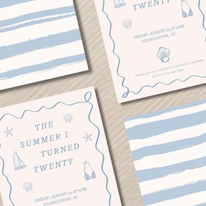 The Summer I Turned Pretty Birthday Invitation, The Summer I Turned Party, Editable Beach Party Template, TSITP Invitation, Coastal