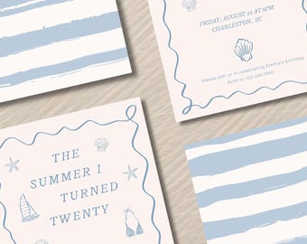 The Summer I Turned Pretty Birthday Invitation, The Summer I Turned Party, Editable Beach Party Template, TSITP Invitation, Coastal
