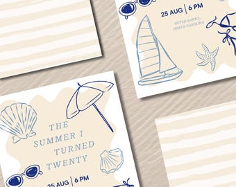 The Summer I Turned Pretty Birthday Invitation, The Summer I Turned Party, Editable Beach Party Template, TSITP Printable Invite