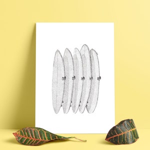 Poster Surfboards - Print A5 A4 A3- Drawing decoration -Limited edition - Only Wild