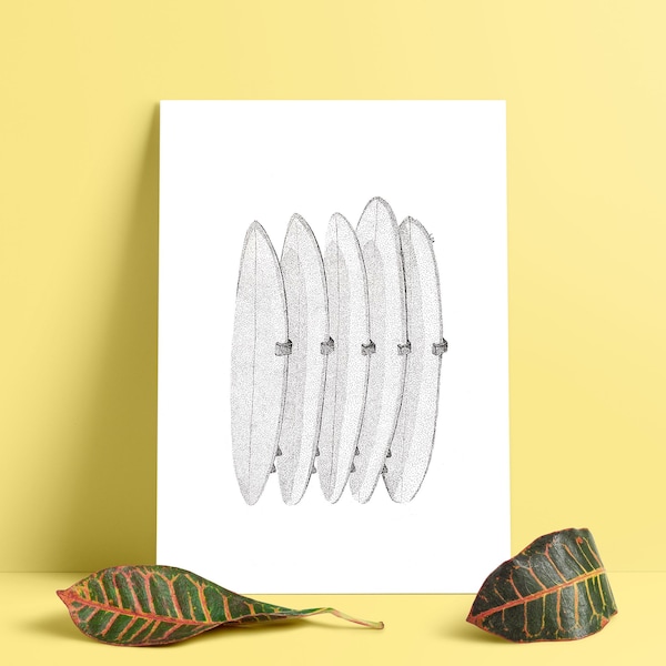 Poster Surfboards - Print A5 A4 A3- Drawing decoration -Limited edition - Only Wild