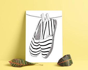 Affiche espadrilles Payotes - Edition limitée - Dessin A5 et A4 - Only Wild