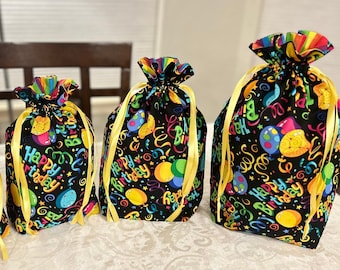 Cloth Birthday Gift Bags Happy Birthday Gift Bag Drawstring Gift Bag Fabric Gift Bag Birthday Cloth Gift Bag Reusable Gift Bag for Birthday