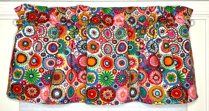 Multi Patterned Valance Window Valance Retro Floral Medallion Retro Curtain Multicolor Valance ...
