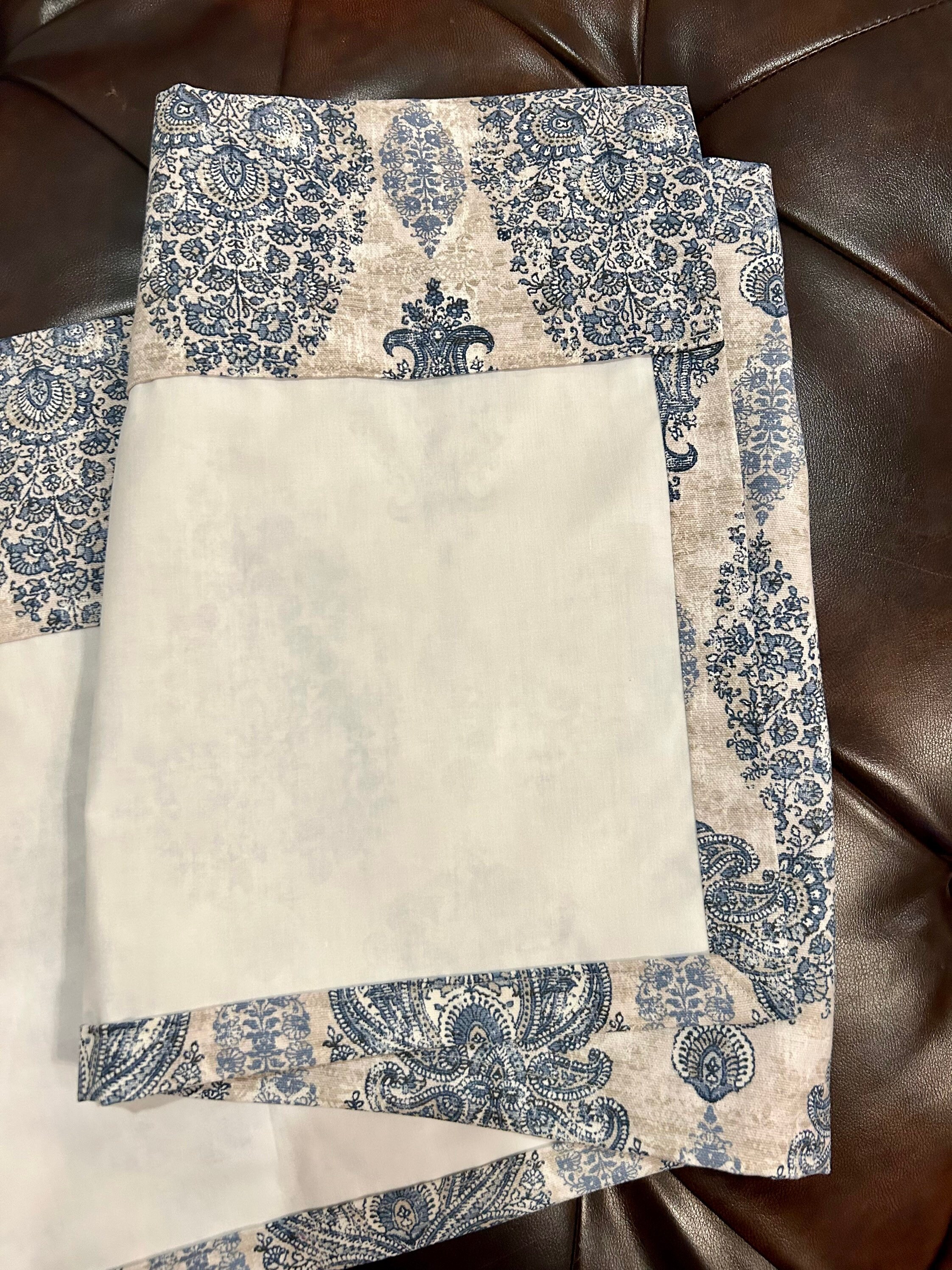 Window Valance Blue Gray Paisley Floral Curtain Valance for Bedroom Blue Window Valance for Living Room Valance for Kitchen Valance - Thumbnail 4