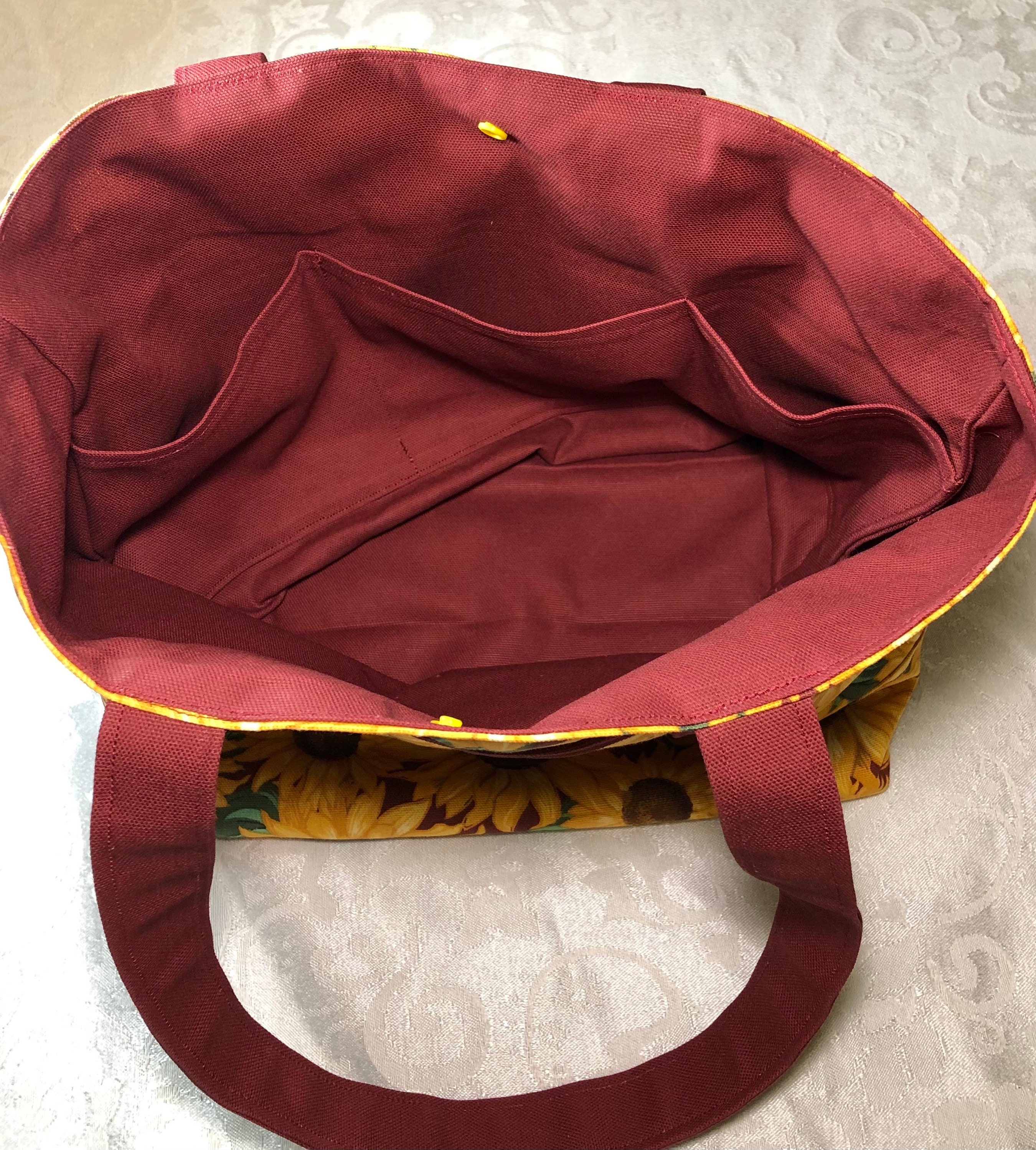 Lined Canvas Tote Bag Sunflower Purse Sunflower Handbag with Pockets Diaper Bag Mothers Day Gift Lunchbag Reusable Grocery Bag Book Bag - Thumbnail 5