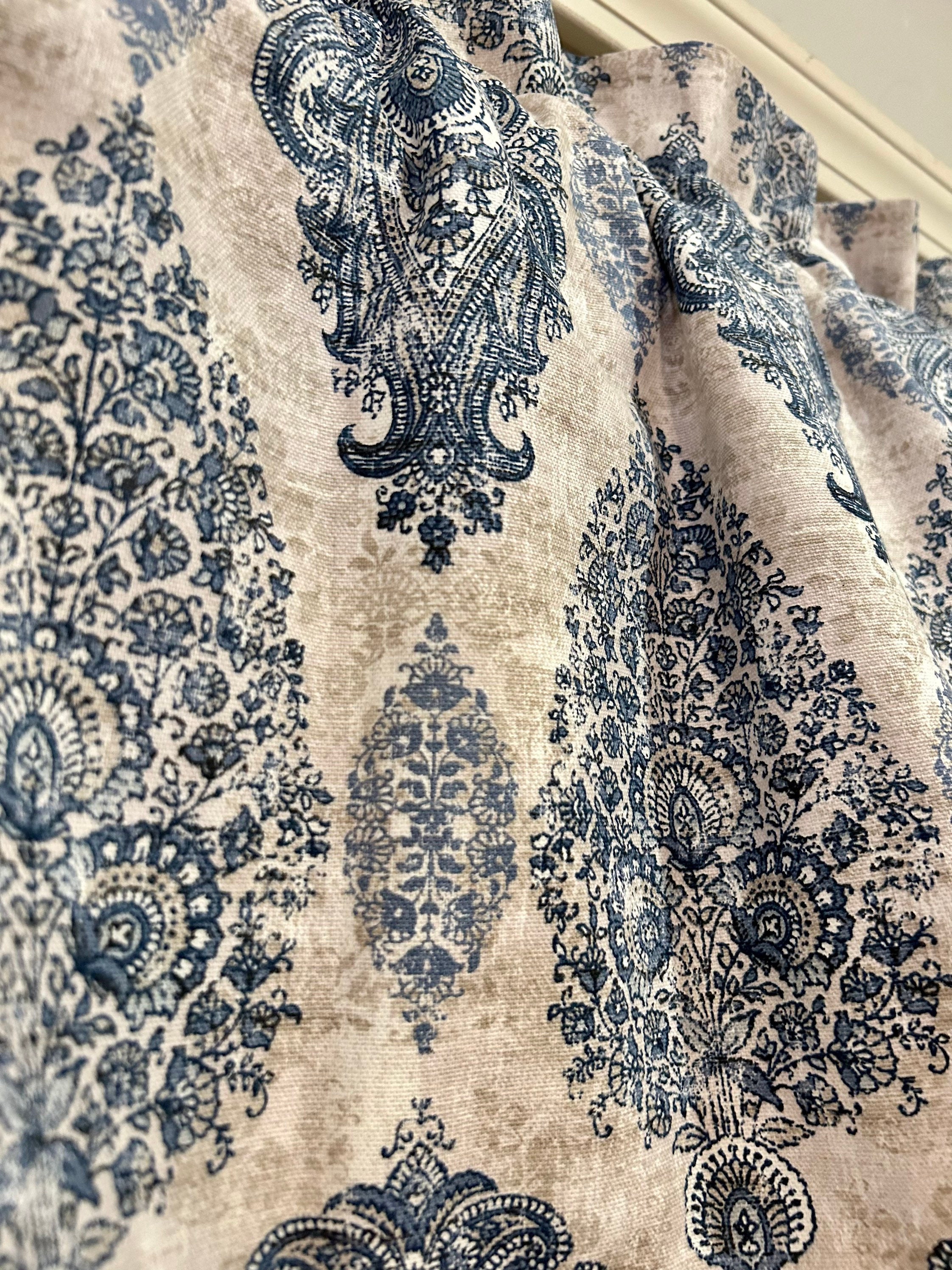 Window Valance Blue Gray Paisley Floral Curtain Valance for Bedroom Blue Window Valance for Living Room Valance for Kitchen Valance - Thumbnail 3
