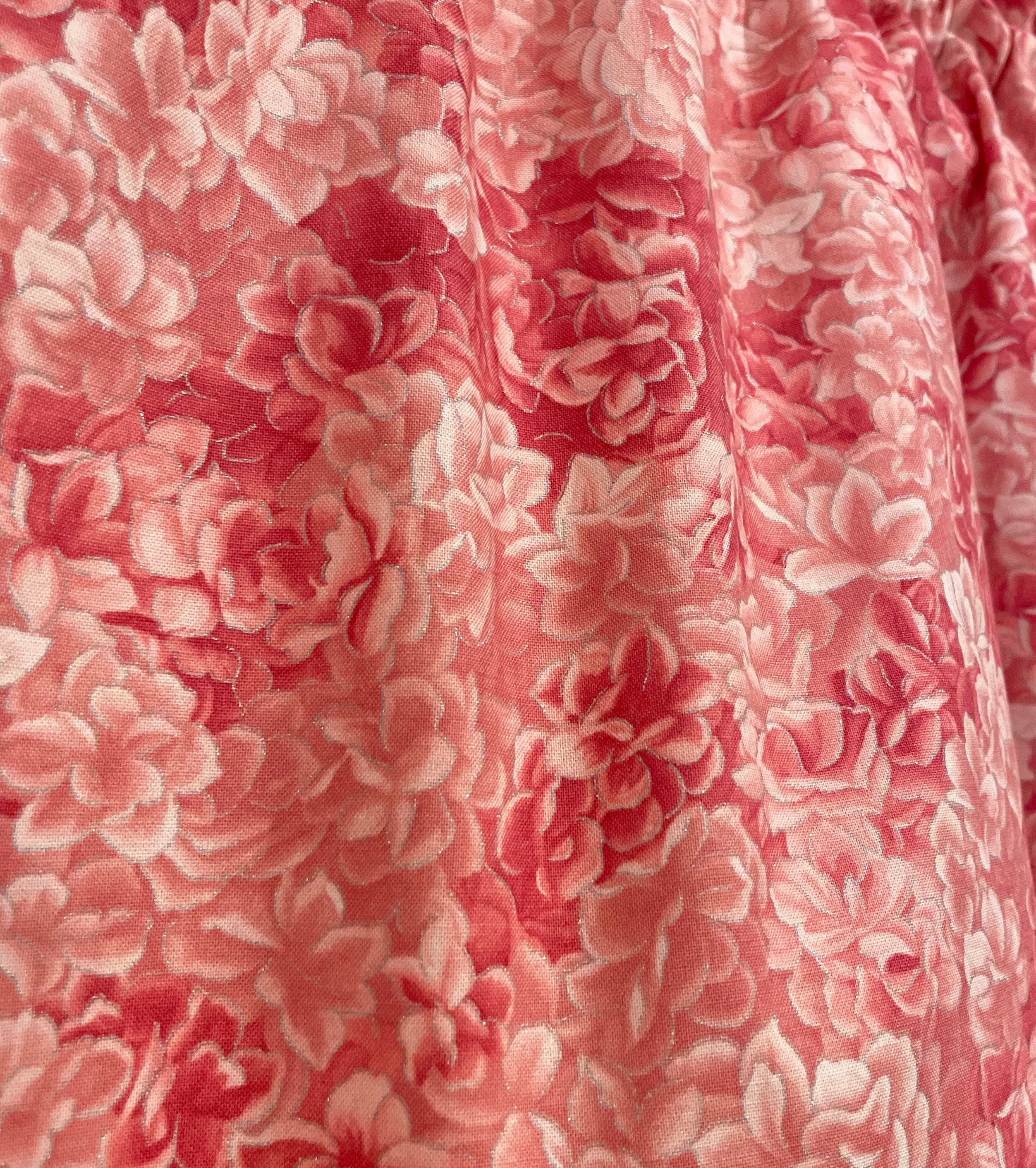Window Valance - Coral Flower Petal Print - 16 inch / Lined or Unlined / 100 % Lightweight Cotton **FREE SHIPPING to U.S.** - Thumbnail 3