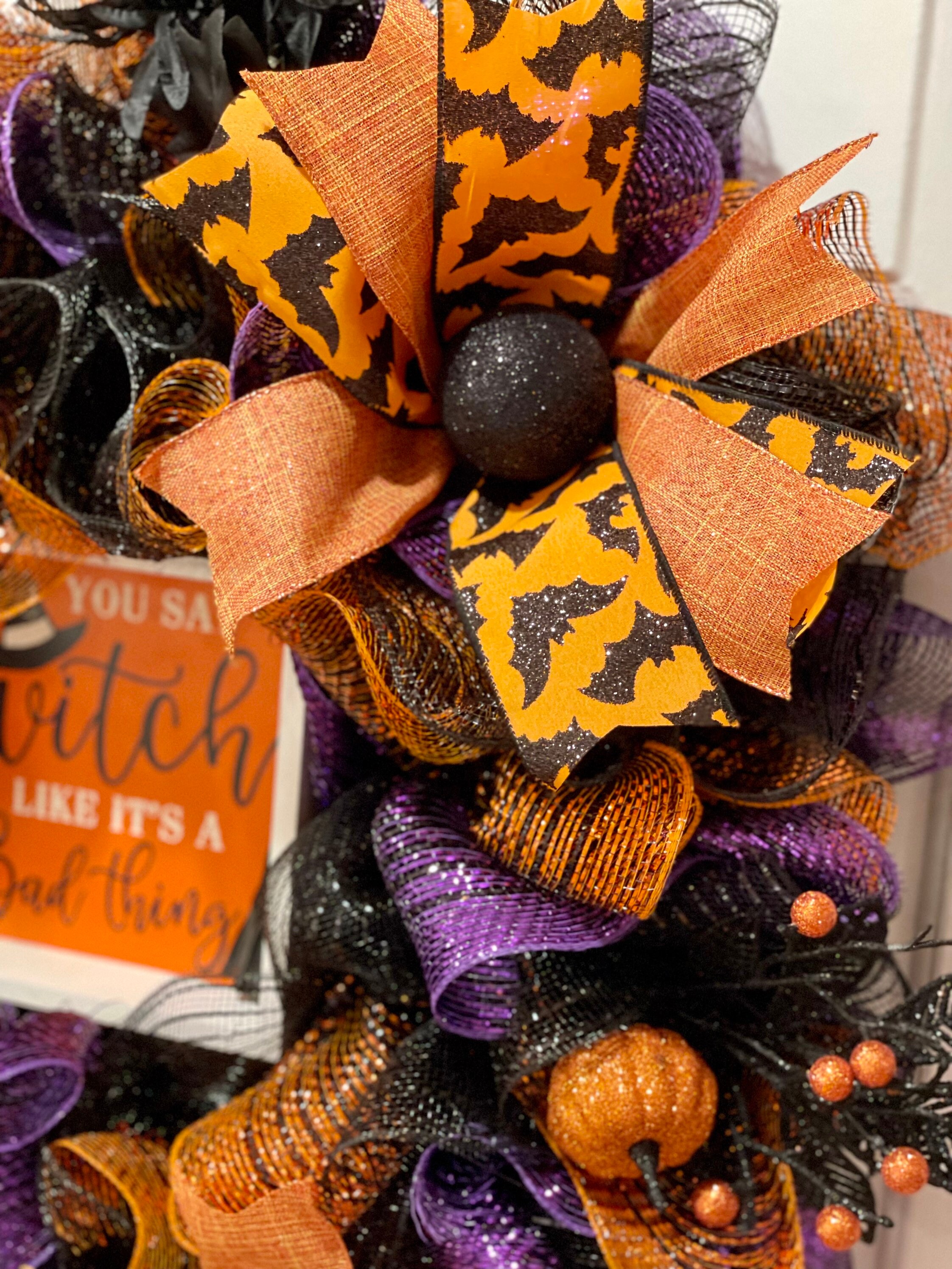 23 inch Witch Halloween Deco Mesh Wreath **FREE SHIPPING to U.S.** - Thumbnail 4