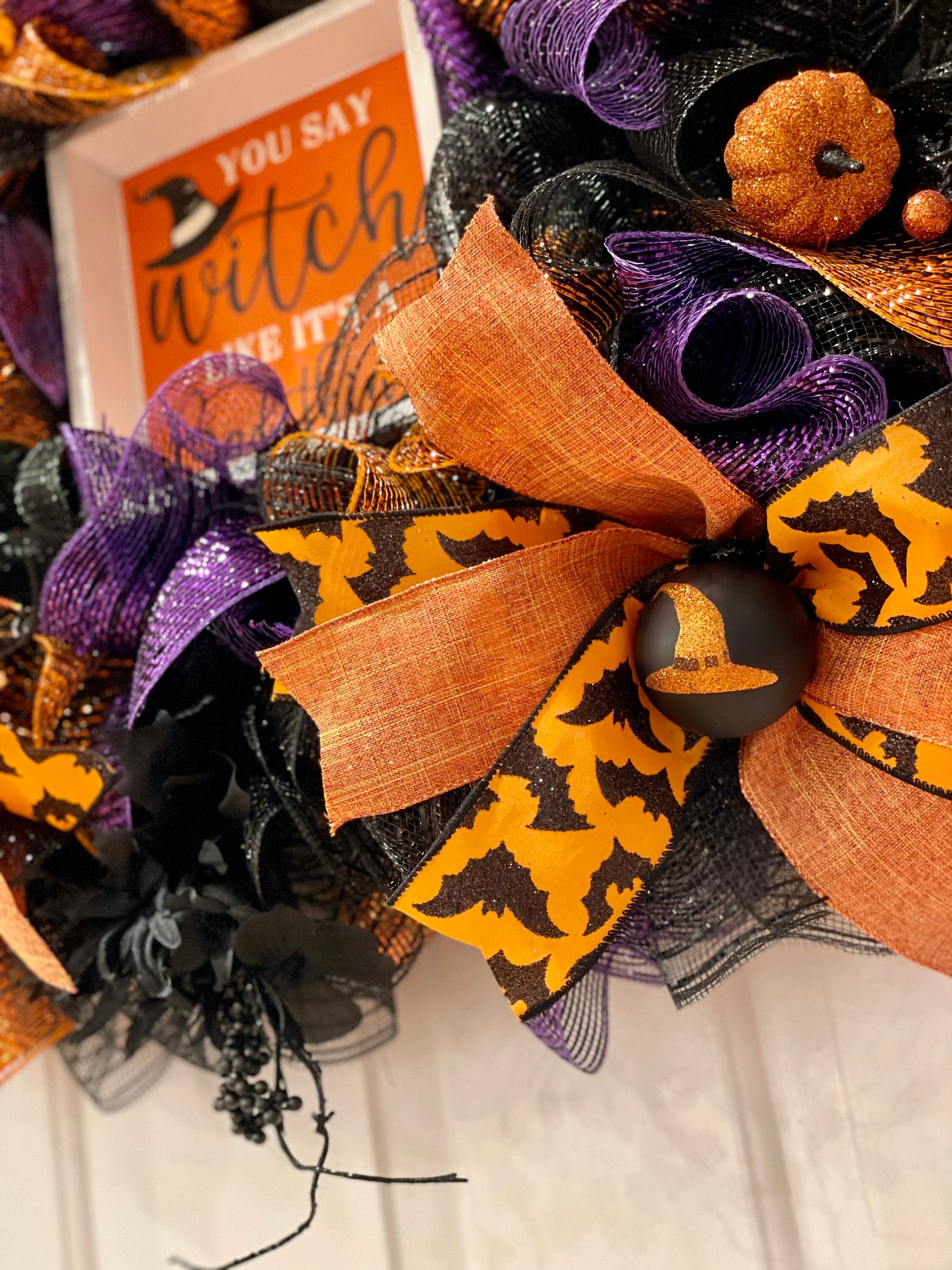 23 inch Witch Halloween Deco Mesh Wreath **FREE SHIPPING to U.S.** - Thumbnail 5