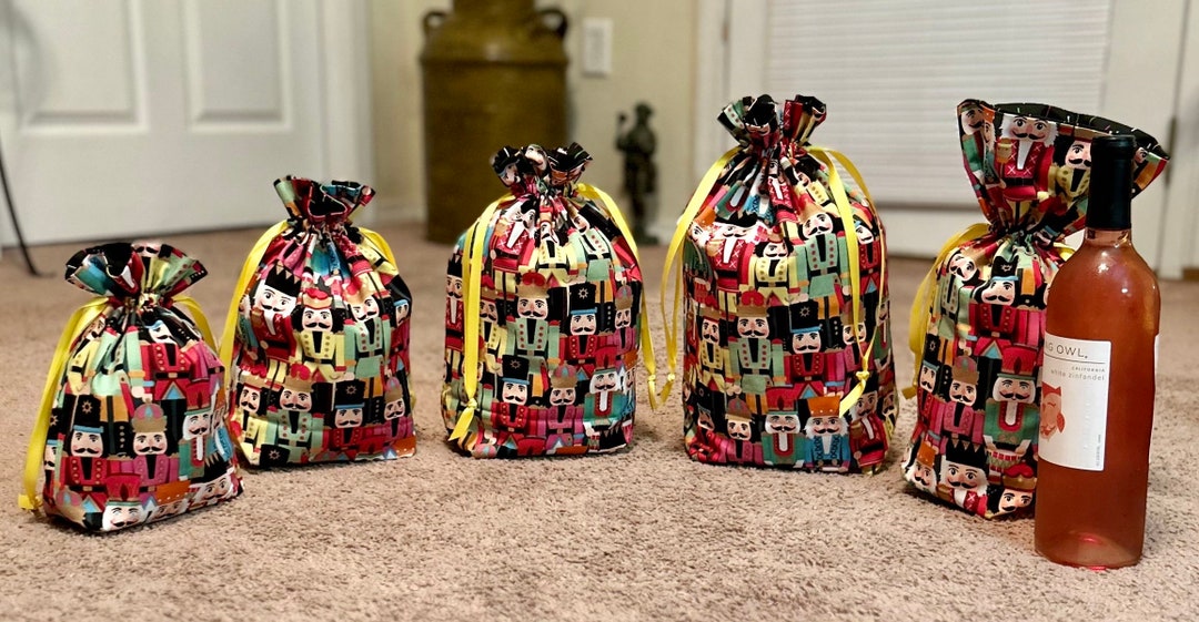 Cloth Gift Bags Christmas Nutcracker Lined Fabric Gift Bag Etsy