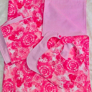 Baby Bibs Baby Burp Cloths Baby Blanket Baby Gift Set Baby Shower Gift Baby Pink Nursery Set Receiving Blanket New Baby Gift Baby Girl Gift