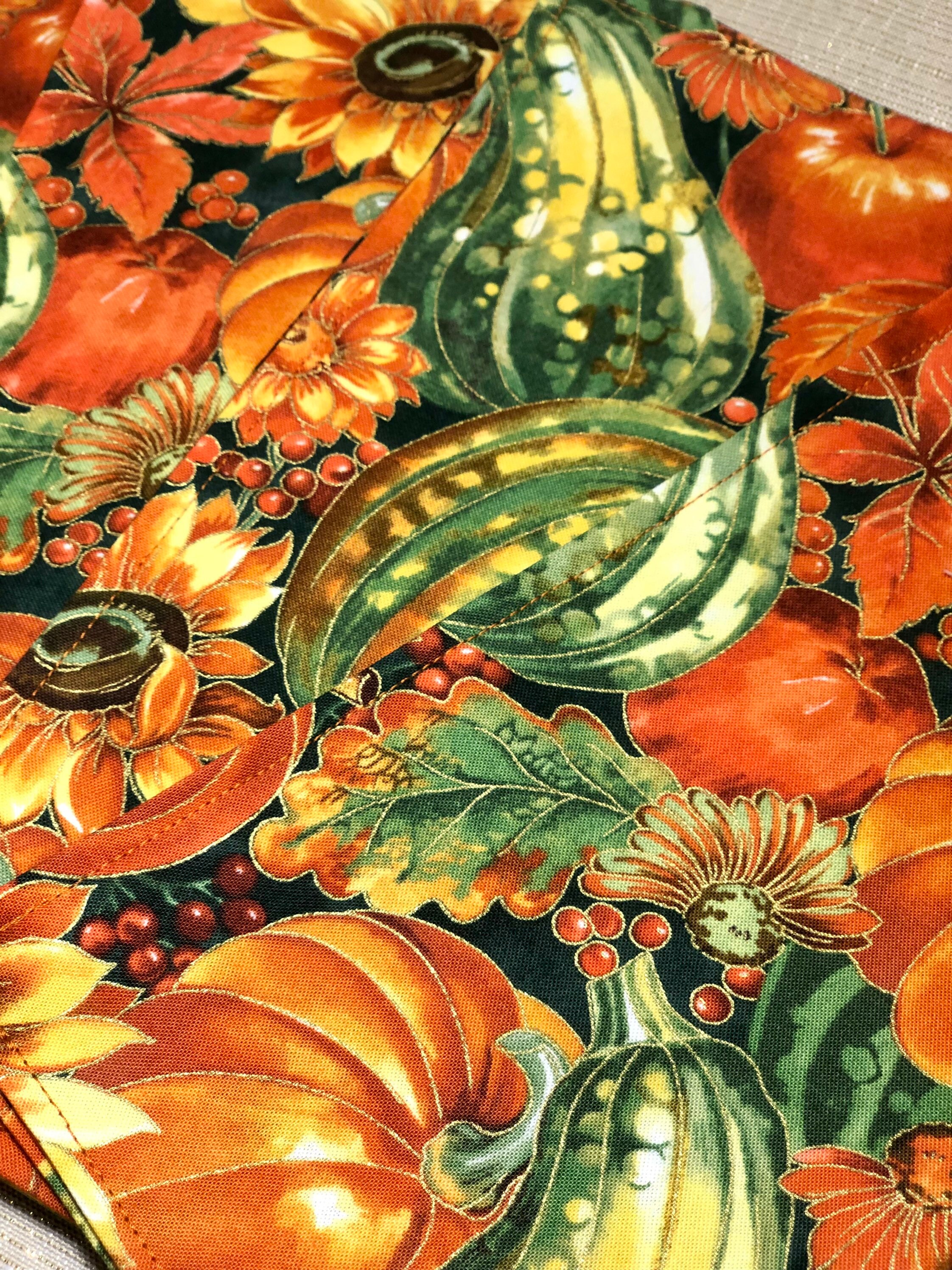 Cloth Napkins - Fall Thanksgiving Orange Pumpkin / Gourd / Sunflower | 100% Cotton | 2-ply | 10 or 17 inch square **FREE SHIPPING TO U.S.** - Thumbnail 3