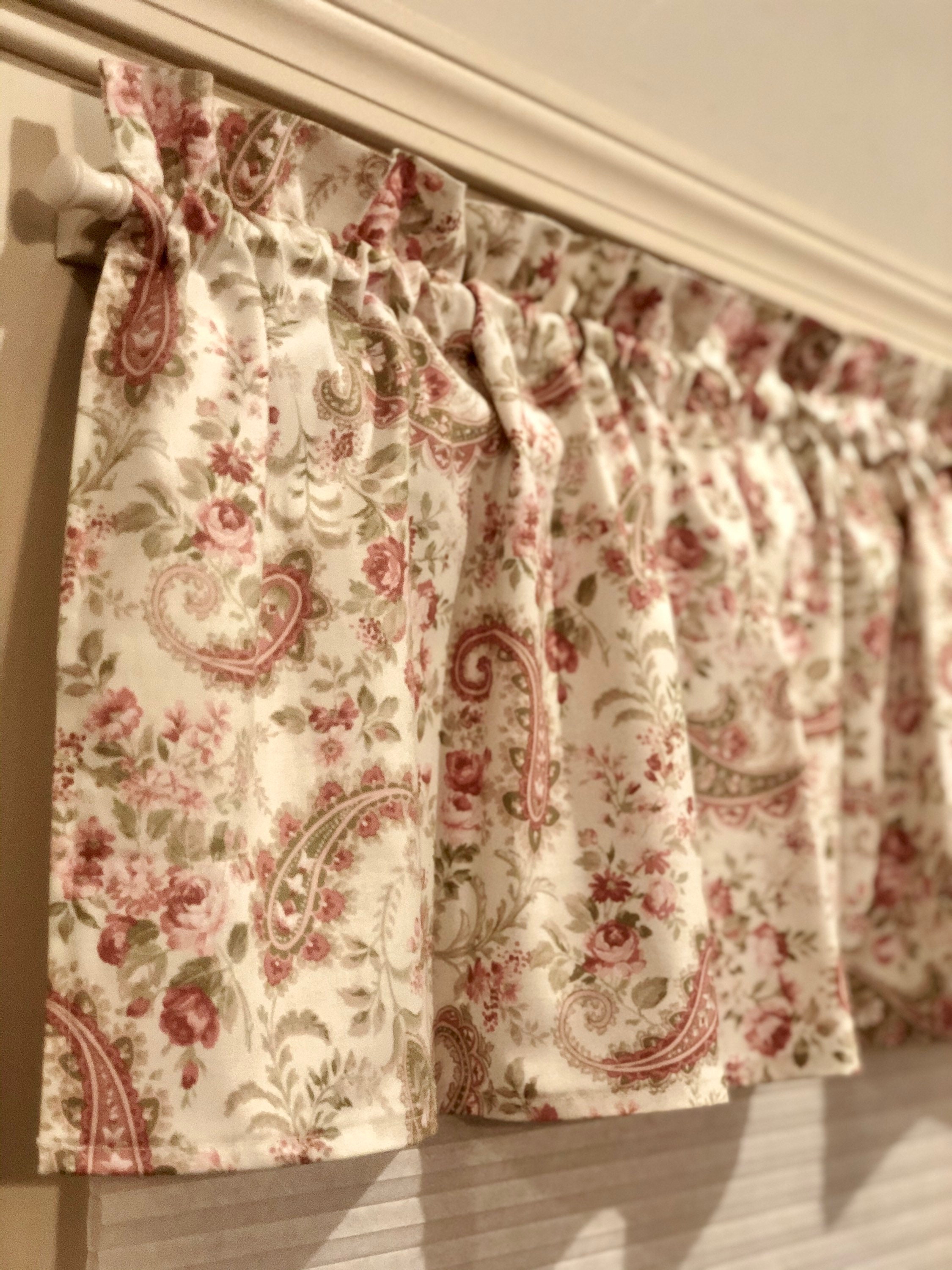 Window Valance Pink Floral Paisley Valance for Bedroom Valance for Living Room Valance for Kitchen Valance for Bathroom Valance Curtain