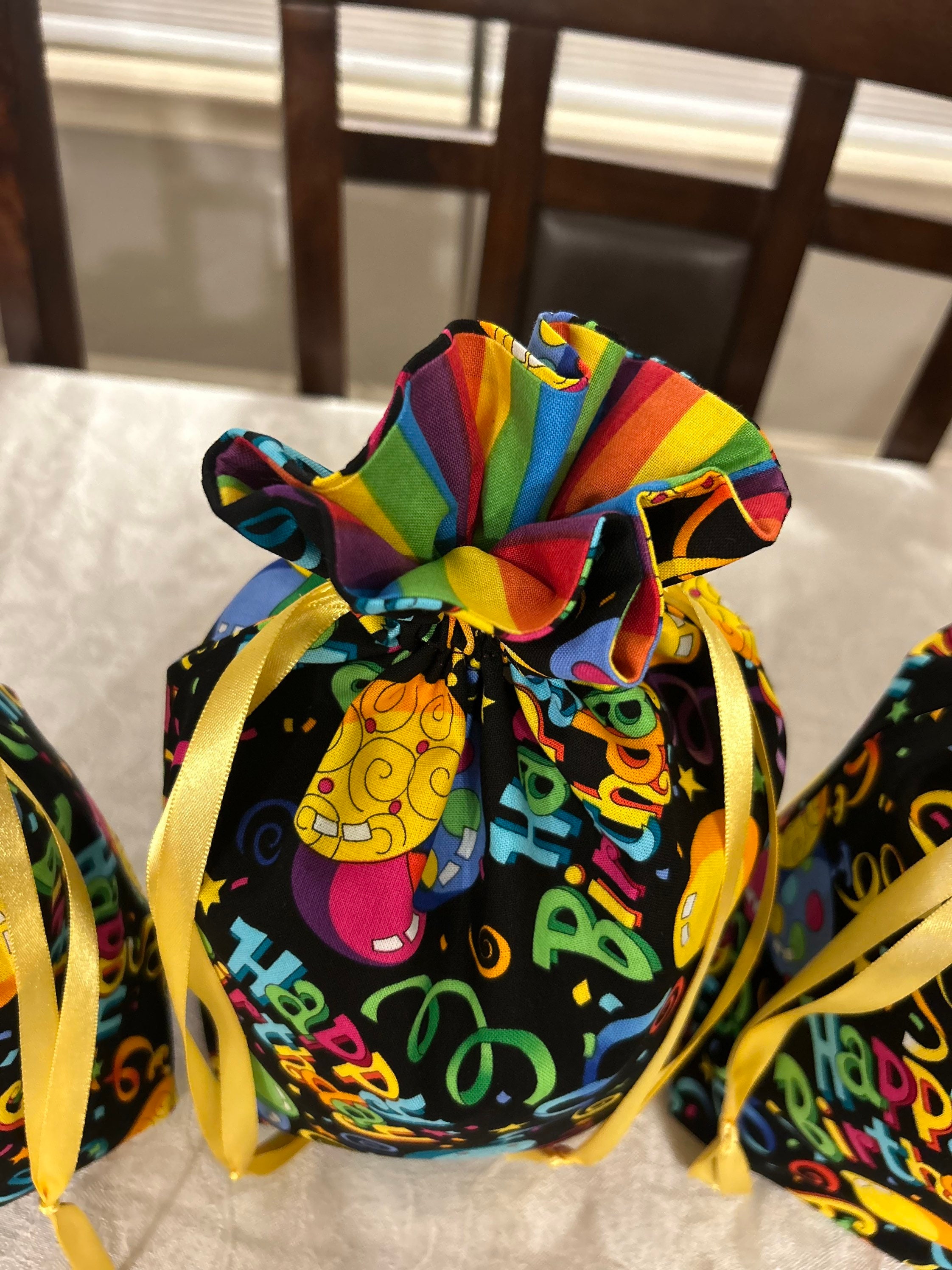 Cloth Birthday Gift Bags Happy Birthday Gift Bag Drawstring Gift Bag Fabric Gift Bag Birthday Cloth Gift Bag Reusable Gift Bag for Birthday - Thumbnail 3