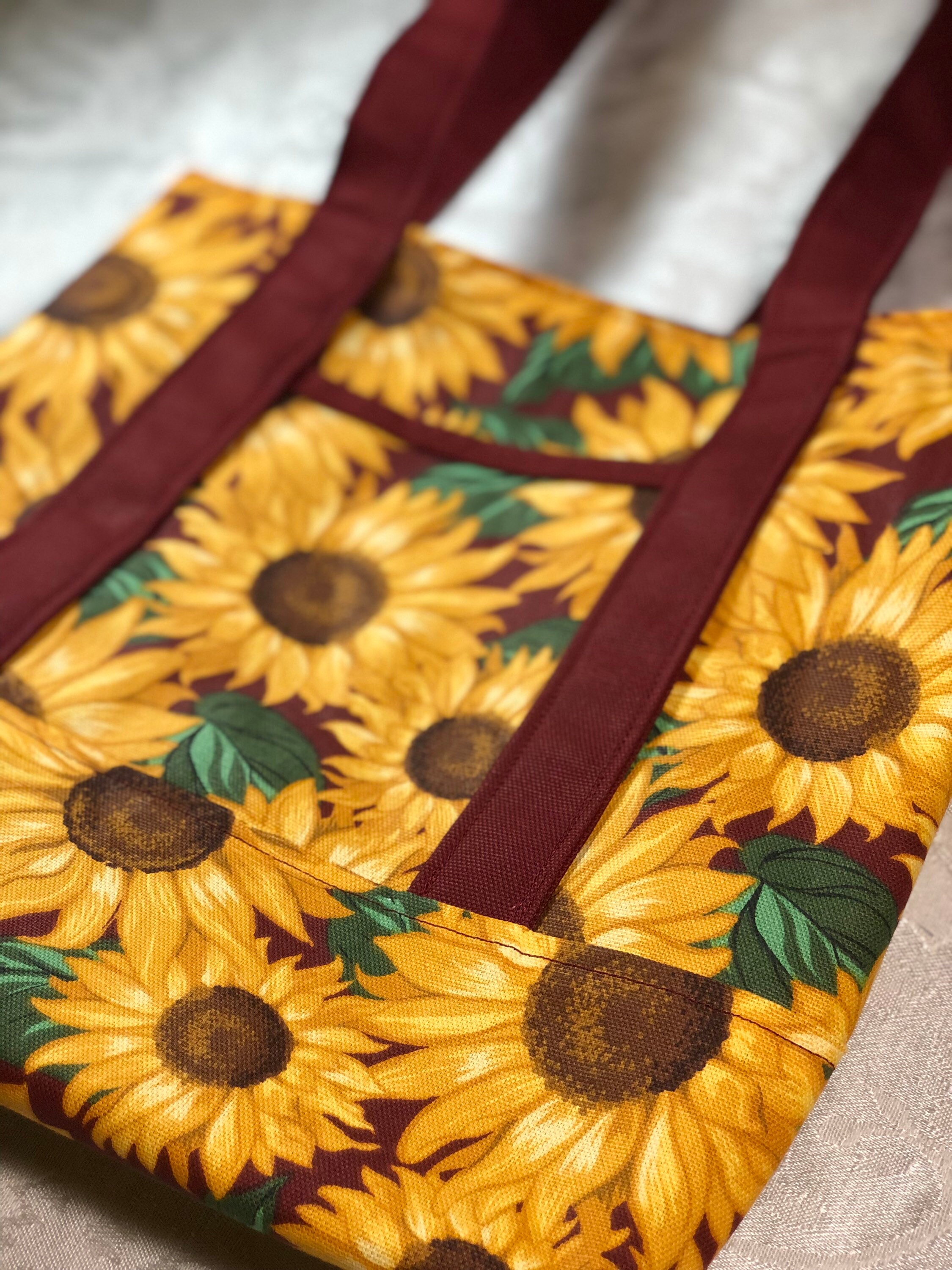 Lined Canvas Tote Bag Sunflower Purse Sunflower Handbag with Pockets Diaper Bag Mothers Day Gift Lunchbag Reusable Grocery Bag Book Bag - Thumbnail 4