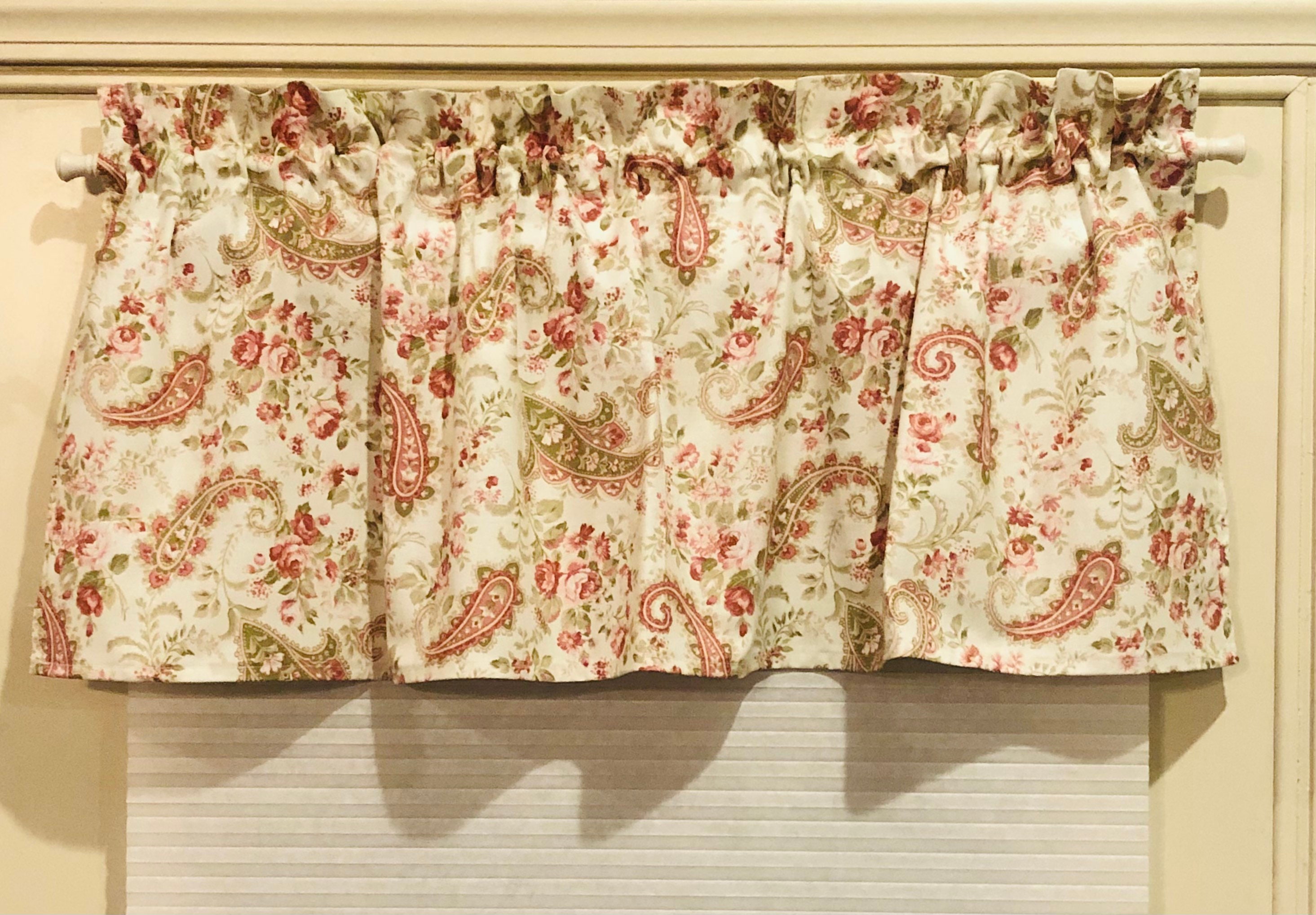 Window Valance Pink Floral Paisley Valance for Bedroom Valance for Living Room Valance for Kitchen Valance for Bathroom Valance Curtain - Thumbnail 2