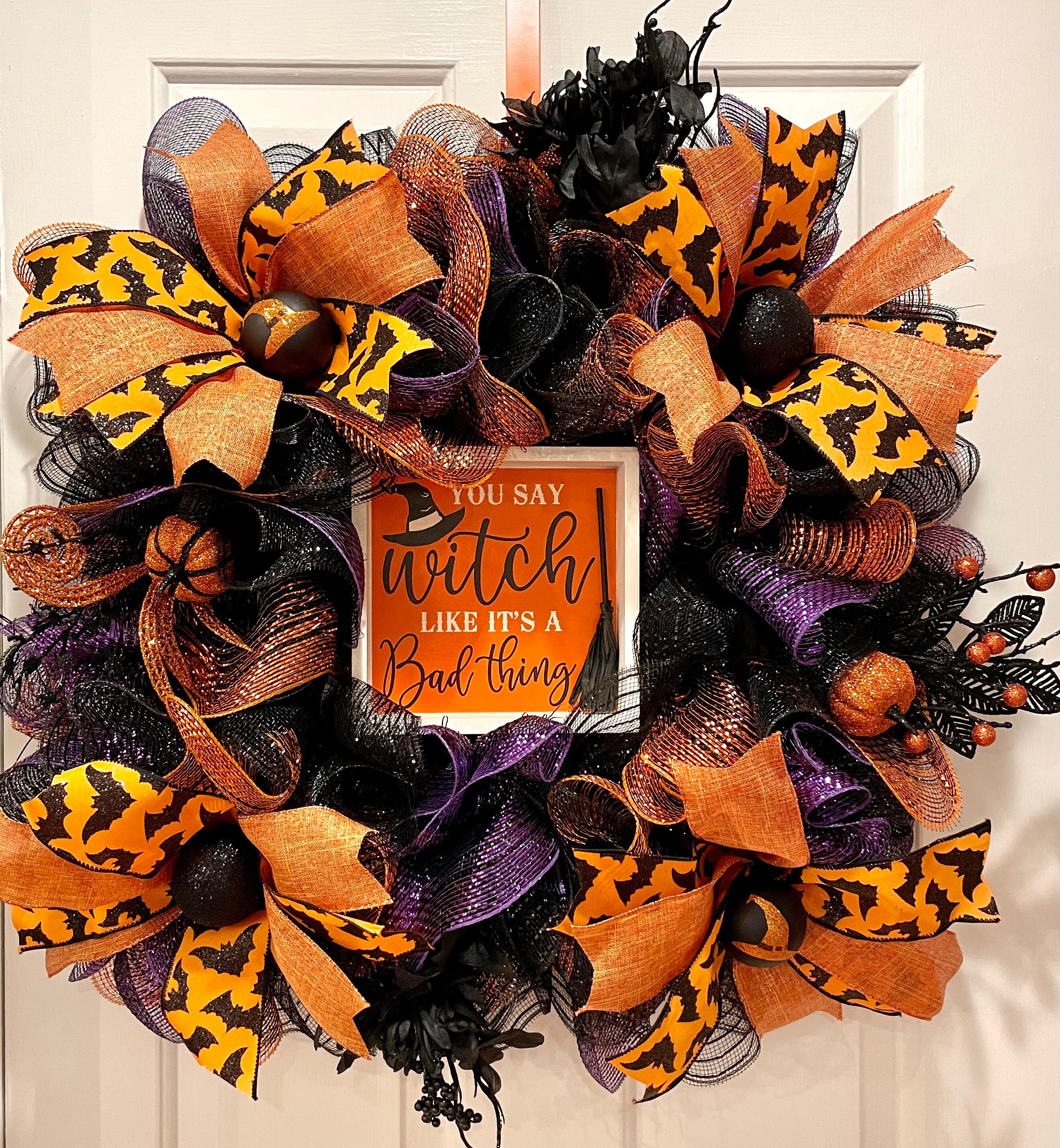 23 inch Witch Halloween Deco Mesh Wreath **FREE SHIPPING to U.S.** - Thumbnail 2