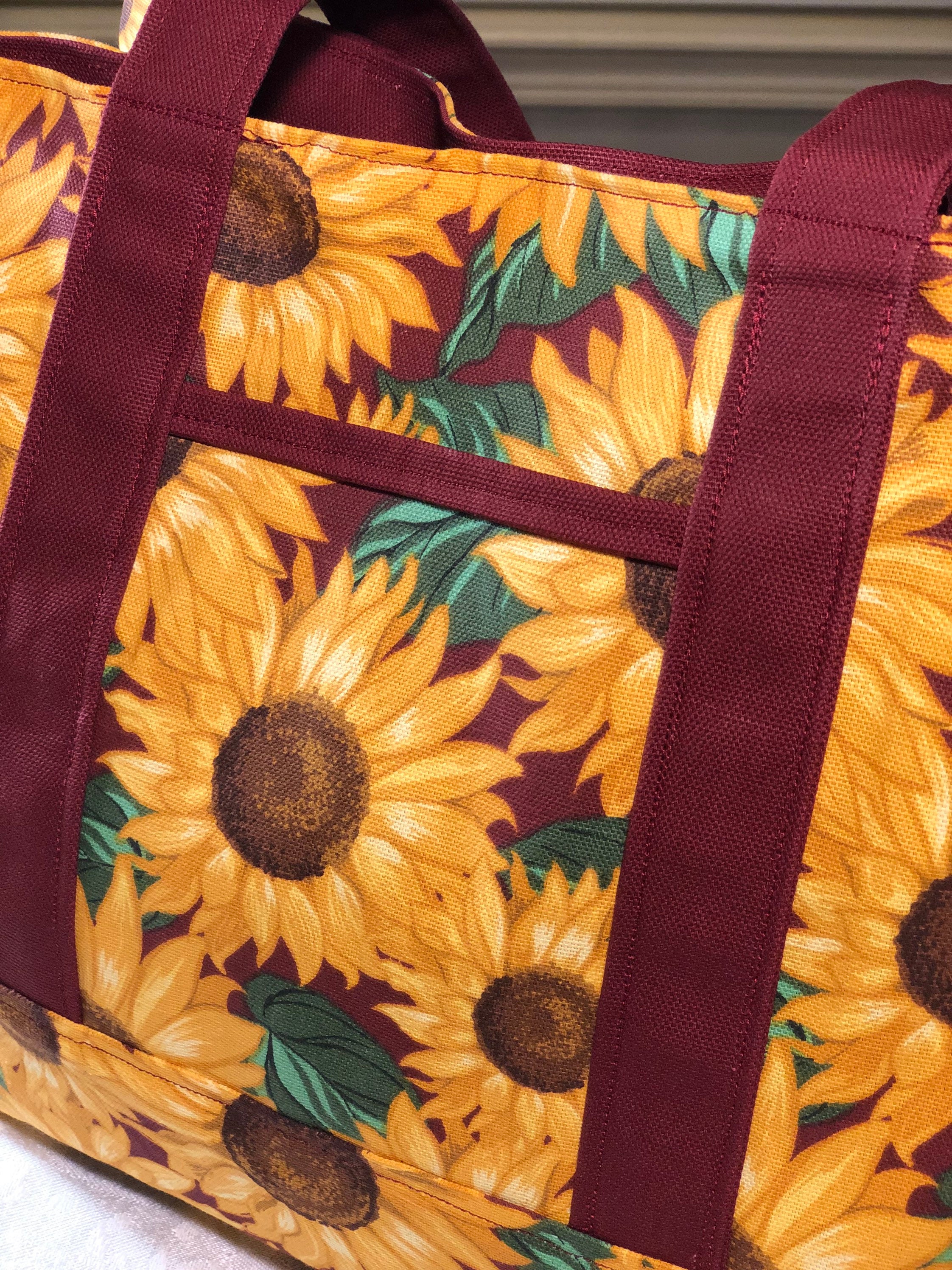 Lined Canvas Tote Bag Sunflower Purse Sunflower Handbag with Pockets Diaper Bag Mothers Day Gift Lunchbag Reusable Grocery Bag Book Bag - Thumbnail 3