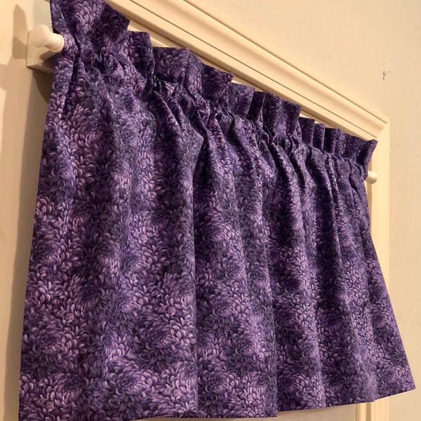 Window Valance - Purple Mum Petal - 16 x 42 in | 100% Light Wt Cotton | Lined or Unlined **FREE SHIPPING to U.S.**
